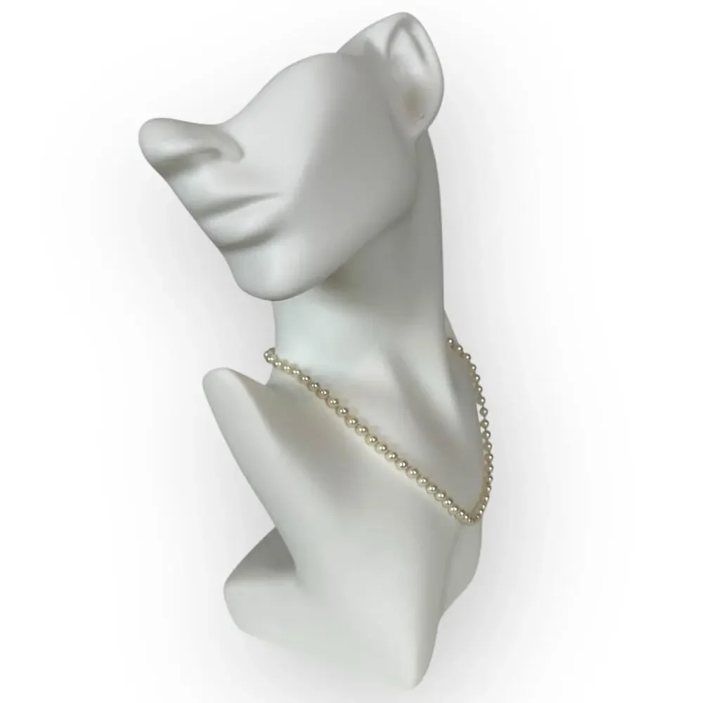 Vintage Art Deco 4mm Cultured Freshwater‎ Pearl Necklace W/ 14K Gold Clasp 16”